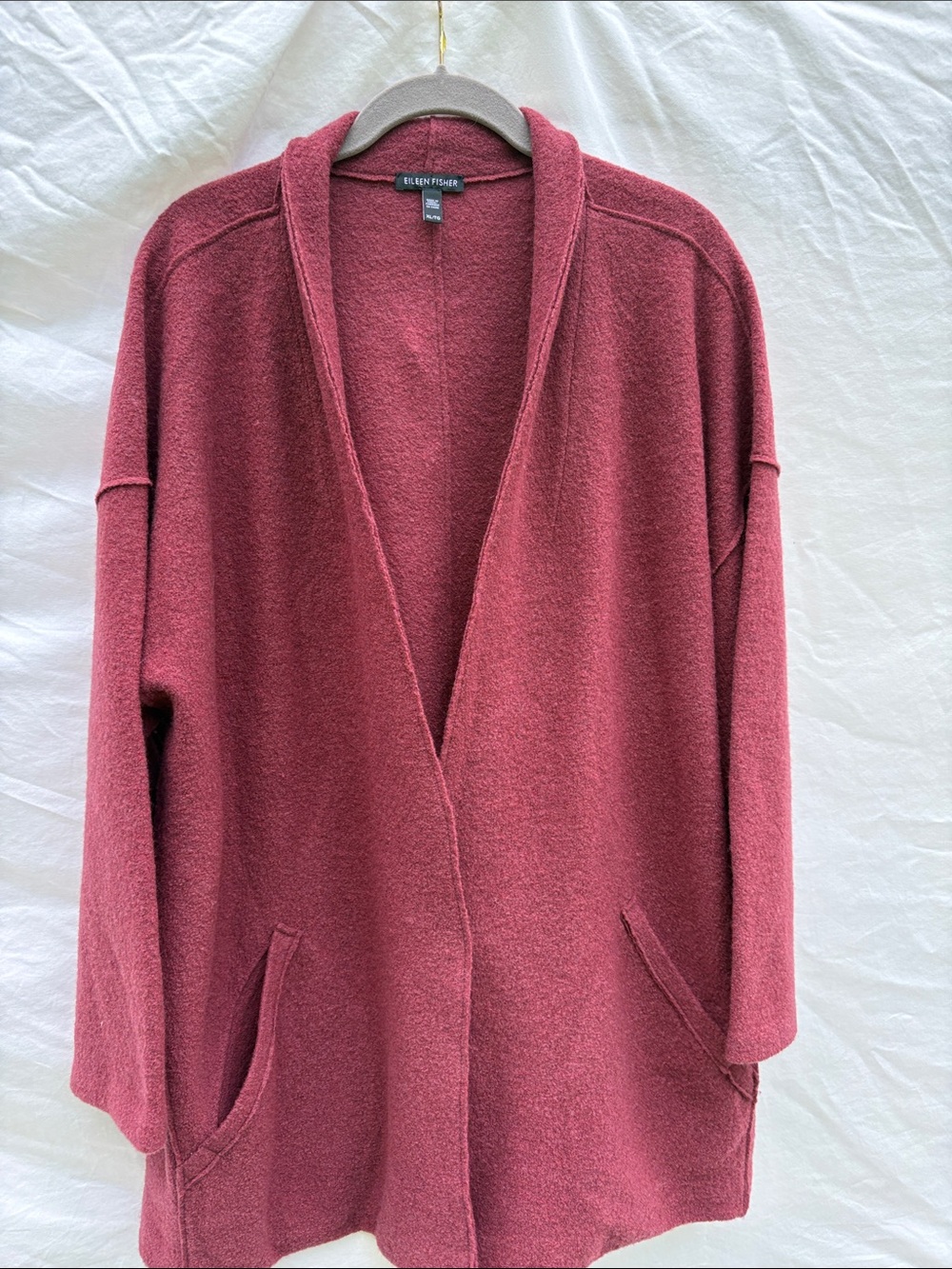 Eileen Fisher Open-Front Merino Wool Cardigan Sweater - Roseberry